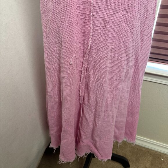Brand Bazar dress pink‎ sz M/L Linen blend Sleeveless Loose Maxi Raw Edge Italy - Picture 6 of 8